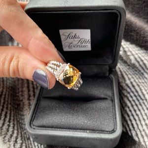Petite Wheaton Ring with Citrine and Diamonds sz 6
